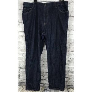 Lands End Comfort Elastic Stretch Waist Blue Red  Plaid Flannel Lined Jeans  44